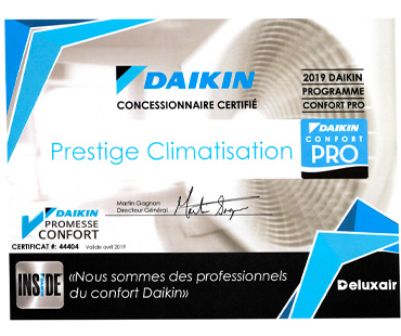 Certification d’installation Daikin PRO